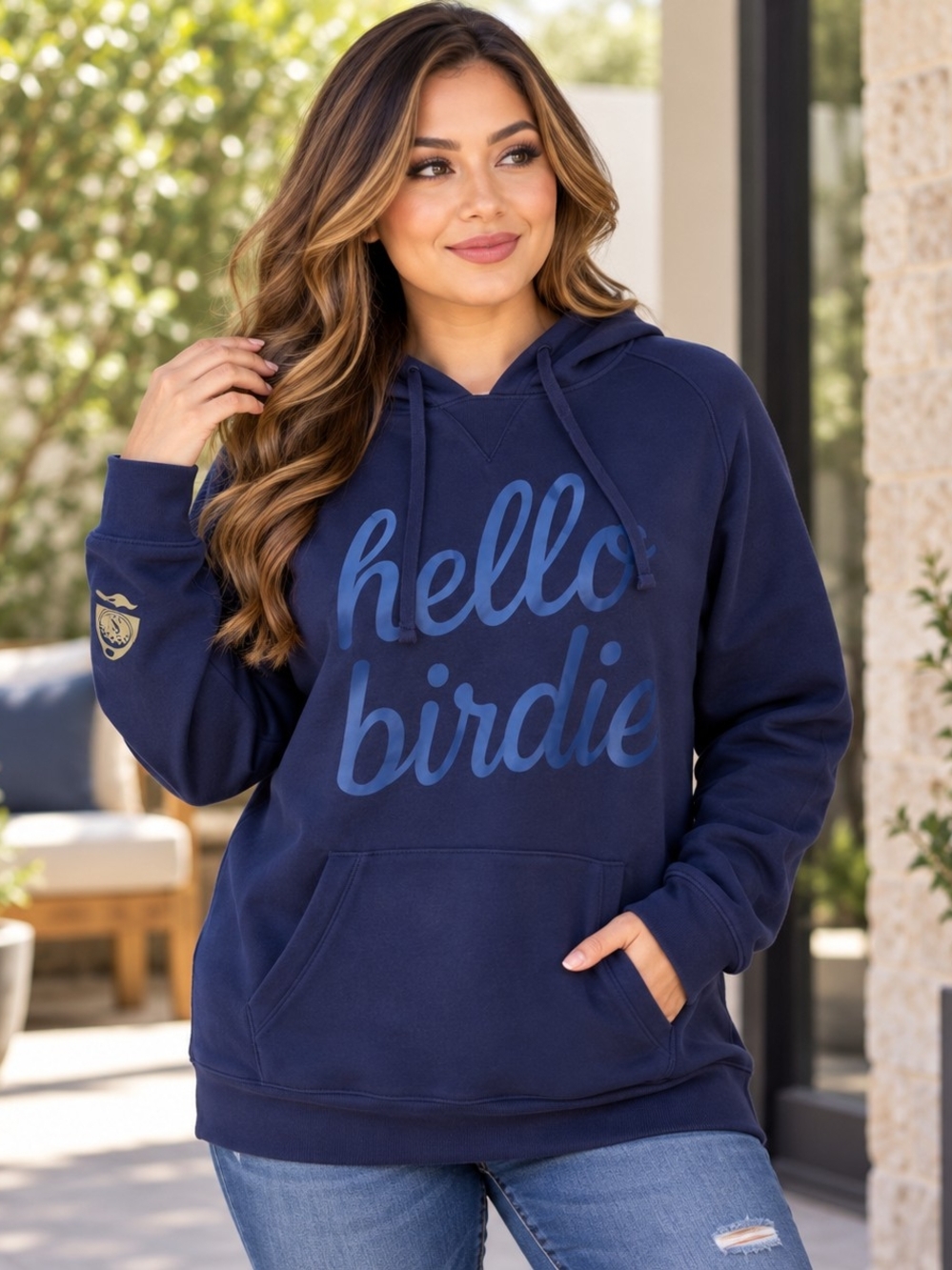 Sport-Tek Navy Cowl Pullover Sweatshirt with Script Graphic